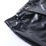 Faux Leather PU High Waist Straight Pants Women Trousers Casual Sexy Female Autumn Pocket Button Pants Streetwear