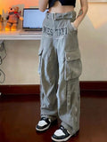 Design Zipper High Waist Straight Casual Trousers Woman Loose Wide Leg Pants Women Spring Autumn Hip Hop Overalls Women's Pants