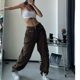 Cargo pants for women 2023 High waist retro y2k street fashion casual loose couple wide leg pants straight trousers female pants