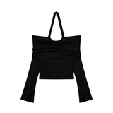 Fashion Solid Color Off Shoulder Slash Neck Sweaters Women Autumn Y2k Knitted Pullovers Korean Slim Casual Elegant Sueter Top