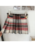 Summer Women Preppy Style Vintage Mini High Waist A-line Plaid Pleated Skirt Gyaru 2000s Aesthetic Tide Y2k Streetwear Grunge