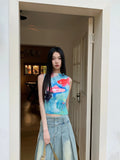 Summer Women Y2k Kpop Gyaru Tie Dye Tank Top Cute Core Crop Top Coquette 2000s Aesthetic Hot Vest Sexy Korean Fashion Streetwear