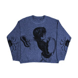 Hip Hop Knitted Men's Women's Sweater 2022 Harajuku Fashion Spider Boy Pattern Printing Loose Tops Casual Streetwear Pullover