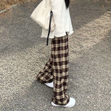 Xpqbb Harajuku Hip Hop Streetwear Plaid Pants Women 2023 Summer Casual Loose Straight Pants Woman Y2K Vintage Wide Leg Trousers