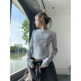 Hiqdress- Vintage Women Clothes Y2k Spring Outfits T-shirts Mujer De Moda O-neck Long Sleeve Print Woman Tshirts Fashion Casual Tops Gothic Crop Top