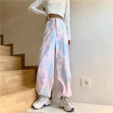 Women Harajuku Tie Dye Cargo Pants Spring Summer New Korean Fashion Streetwear High Waist Loose Versatile Sports Casual Trousers