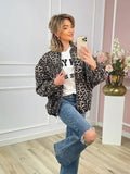 Fashion Leopard Zipper Long Sleeved Women's Jacket Retro Round Neck Street Casual Outerwears New Female Autumn Commute Coat