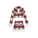 Plaid Blazers Suits Women 2 Piece Dress Set Korean Fashion Clothing Y2k Crop Tops + Mini Skirts Elegant Jacket Coats 2023 Spring