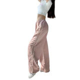 Y2k Women Cargo Pants Parachute Pants Korean Harajuku Sweatpants Blue Wide Leg Trousers Loose Low Waist Oversized Jogger