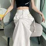 New Chinese Style Jacquard Wide Leg Satin Pants for Women Elegant Solid Office Lady Women's Casual Loose Pants Female