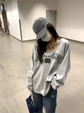 Y2K Two Pieces Set Oversized Women T-Shirts Spring Long Sleeve Halter Letter Print Sweatshirt Ladies Casual Loose Harajuku Tops