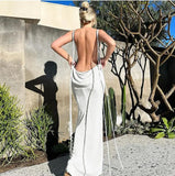 Sexy Halter Backless Long Summer Dresses Women 2024 Fashion Sundresses Bodycon Maxi Nigth Club Party Dress Baddie Outfit