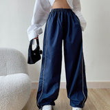 Y2K Baggy Cargo Trousers Drawstring Hot Girl Streetwear Baggy Elastic High Waist Sweatpants Harajuku Straight Wide Leg Pants