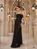 Formal Occasion Dresses Maxi Black Appliques Dresses for Dancing Parties Long Elegant and Beautiful Women Dress