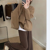 New Women's Sweaters Fashion Loose All-match Knitwear Coats 2023 Spring Autumn Korean Lazy Style V-neck Single-breasted Top