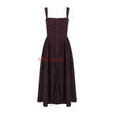 Mingmignxi Autumn Dress Woman 2023 Trendy Midi Spaghetti Strap Dress Brown Long One-piece Dress Gown New in Sexy Birthday Dress