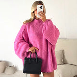 Line Patchwork Turtleneck Sweater For Women Fashion Loose Long Sleeve Knitwear Tops 2023 Autumn Winter Chic Lady Pullover