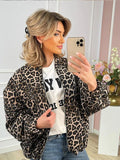 Fashion Leopard Zipper Long Sleeved Women's Jacket Retro Round Neck Street Casual Outerwears New Female Autumn Commute Coat