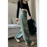 Hiqdress1 Vintage 90S Baggy Straight Denim Trousers Female Y2K High Waist Loose Wide Leg Jeans Women Streetwear All-Match Casual Pants New