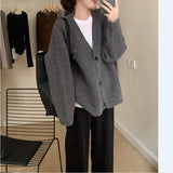 New Women's Sweaters Fashion Loose All-match Knitwear Coats 2023 Spring Autumn Korean Lazy Style V-neck Single-breasted Top