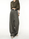 HiqdressClassic Retro Plaid Design Harajuku Straight Women Long Trousers Loose Wide Leg Pants Baggy Korean Fashion Y2k Streetwear