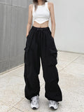 HiqdressHarajuku Parachute Pants Y2K Streetwear Wide Leg Baggy Cargo Trousers Female Hippie Korean Edgy Style Jogging Sweatpants