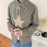 Y2K Vintage Star Patched Zip Up Hoodies 2000s Retro Harajuku Grunge Sweatshirt Korean Fashion Autumn Spring Outerwear Coat