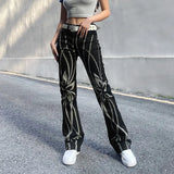 HiqdressBrown Baggy Girl Jeans Women Heart Print New Aesthetic Vintage 90s Streetwear Denim Trousers Low Waist Straight Pants