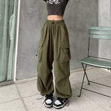 Women Casual Joggers Tech Pants Solid Low Waist Sweatpants Drawstring Wide Leg Baggy Trousers Y2k Streetwear Oversize Sweatpants