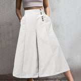 Celmia Women High Waist Striped Pants Fashion Retro Wide Leg Trousers Summer Casual Buttons Loose Elegant Party Pantalones