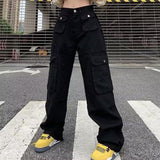 Cargo pants for women 2023 High waist retro y2k street fashion casual loose couple wide leg pants straight trousers female pants