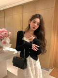 French Vintage Knitted Sweater Women Outwear Casual Long Sleeve Slim Pullover Female Y2k Clothing Korean Blouse Autumn Spring