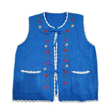 Embroiedry Flower Hollow Out Vest Top Women V neck Sleeveless Sweater Vest