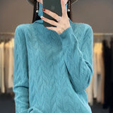 Autumn Winter Women's Soft Wool Sweater Pile Collar Twisted Thickened Pullover Casual Basis Top Cashmere Female Knitwear