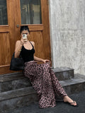 Sexy Leopard Print Maxi Skirt Women Summer New High Waist Vintage Slim Elegant Trumpet Long Skirt Female Streetwear