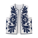 HiqdressWomen Fashion Y2k Vintage Floral Embroidery Vest Top V Neck Loose Casual Summer Woman Short Cardigan Waistcoat Chic Tops