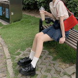 High Waist Y2K Jean Skirts Women Retro Mini Denim Pleated Skirts Harajuku Punk Belt Korean Student Casual A Line Skirt