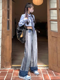 New Women Vintage Japanese Harajuku Fashion Baggy Denim Pants Cyber Jeans Y2k Streetwear Low Waist Long Trousers 2000s Aesthetic