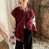 Streetwear Y2K Baseball Jackets Women Oversized Patchwork Bomber Coat Bf Harajuku Preppy Korean Casual All Match Outerwear