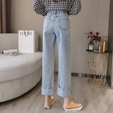 Korean High Waist Loose Straight Pants Woman Spring Autumn Streetwear Baggy Jeans 2023 Classic Washed Denim Trousers Vaqueros