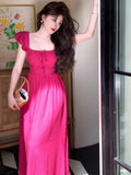 Summer Elegant Women Sweet Party Midi Holiday Dresses Casual Female Lace Up Robe