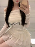 Autumn Sweet 2 Piece Set Office Lady Casual Outwear Elegant Blouse + Women Evening Party Slim Mini Skirt Korean Fashion