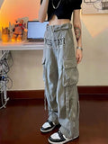 Design Zipper High Waist Straight Casual Trousers Woman Loose Wide Leg Pants Women Spring Autumn Hip Hop Overalls Women's Pants