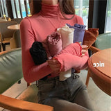 HiqdressSpring Autumn Turtleneck T-shirt Women All-Match Top Shirt Soft Comfortable Inner Top Casual Long Sleeve T-shirt Office Wear