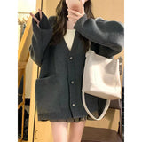 Sweet Knitted Cardigan Sweaters Women Oversized Single Breasted Knitwear Jackets Preppy Korean Casual Jumpers Coat Outwear