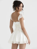 Double Layered Wedding Guset Dresses For Women Chic Sweet Kawaii Birthday Party Outfits Sexy A Line Lace White  Dress