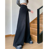 Vintage High Waist Jeans Fashion Korean Women Loose Wide Leg Pants Casual Female Streetwear Denim Trousers Spring New