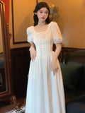 Women Summer Elegant Party Dress French Vintage Ruffles Ladies Robe Fashion  Female Sexy Clothes