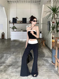 New Temperament Fashion Gyaru Set Women Summer Contrast Color Tube Top Vest Slightly Flared Trousers Two-piece Set Fashion