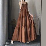 Elegant Long Dress Women Spaghetti Strap A Line Dresses Holiday Beach Sleeveless Vestidos Korean Oversized Casual Sundress